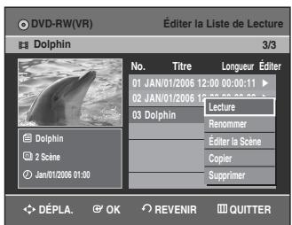 SAMSUNG DVD-VR336 - Sélectionnez dans la Liste de Lecture le titre que vous souhaitez supprimer en déplaçant la barre de sélection à l'aide des touches ▲▼, puis appuyez sur OK ou sur ▶. - 1