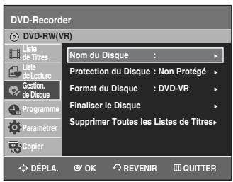SAMSUNG DVD-VR336 - Appuyez sur les boutons ▲▼ pour sélectionner Gestion. de Disque, puis appuyez sur le bouton OK ou ▶. - 1
