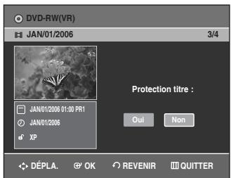 SAMSUNG DVD-VR336 - Sélectionnez Protection en déplaçant la barre de sélection à l'aide des touches ▲▼ puis appuyez sur OK ou sur ▶. - 1