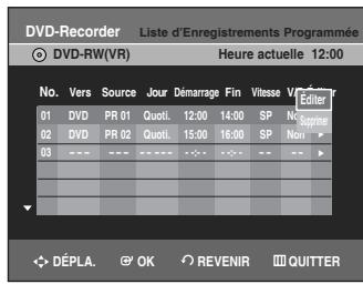 SAMSUNG DVD-VR336 - Suppression de la liste d'enregistrement programmée - 6