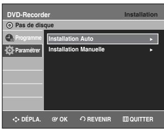SAMSUNG DVD-VR336 - Appuyez sur les boutons ▲▼ our sélectionner Installation, puis appuyez sur le bouton OK ou ▶. - 1