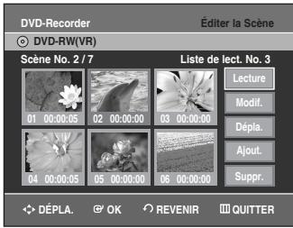 SAMSUNG DVD-VR336 - Appuyez sur les touches ▲▼◀▶ pour sélectionner la scène que vous souhaitez lire, puis appuyez sur la touche OK. Le titre de la Liste de Lecture est sélectionné. - 1