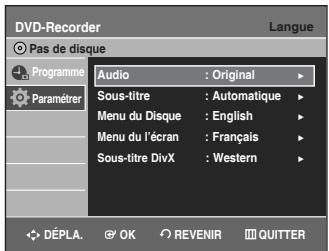 SAMSUNG DVD-VR336 - Configuration des options de langue - 2