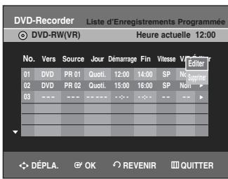 SAMSUNG DVD-VR336 - Edition de la liste d'enregistrement programmée - 6