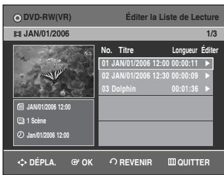 SAMSUNG DVD-VR336 - Lorsque l'appareil est en mode Arrêt, appuyez sur la touche PLAY LIST. - 1