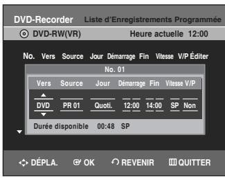SAMSUNG DVD-VR336 - Edition de la liste d'enregistrement programmée - 7