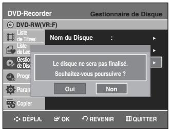 SAMSUNG DVD-VR336 - Annulation d'une finalisation de disque (modes V et VR) - 5