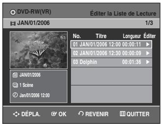 SAMSUNG DVD-VR336 - Lorsque l'appareil est en mode Arrêt, appuyez sur la touche PLAY LIST. - 1