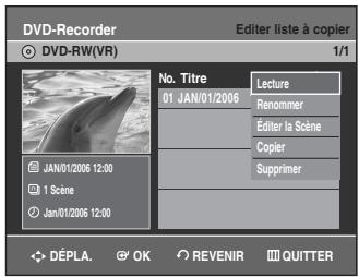 SAMSUNG DVD-VR336 - Appuyez sur les boutons ▲▼ pour sélectionner la liste des copies souhaitées puis appuyez sur le bouton OK ou ▶. - 1