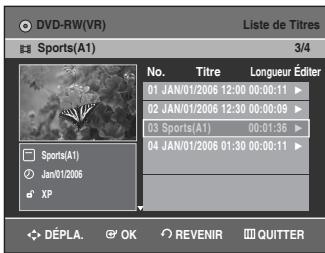 SAMSUNG DVD-VR336 - Sélectionnez Enreg. en déplaçant la barre de sélection à l'aide des touches puis ▲▼◀▶ appuyez sur OK. - 1