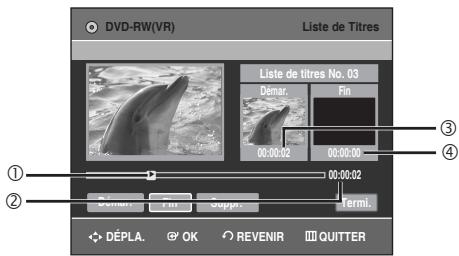 SAMSUNG DVD-VR336 - Appuyez sur la touche OK lorsque vous avez positionné le disque au début de la partie à supprimer. - 2