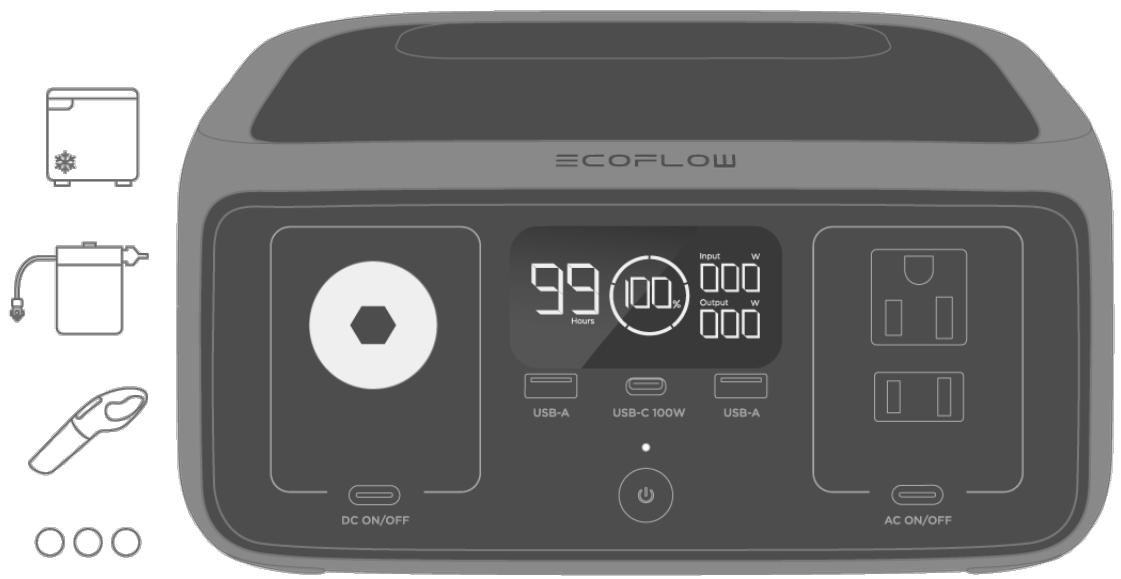 ECOFLOW BP0286 - Via le port de sortie CC (allume-cigare) - 1