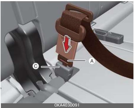 KIA Carnival (2021) - Pour détacher la ceinture centrale arrière - 2