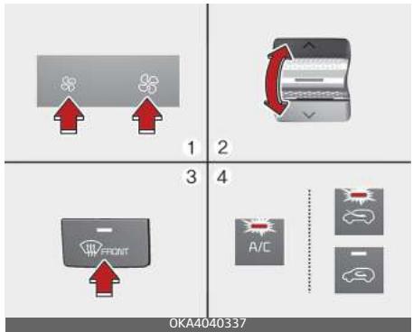 KIA Carnival (2021) - Désembuage du pare-brise à l'aide du contrôle de climat automatique - 1