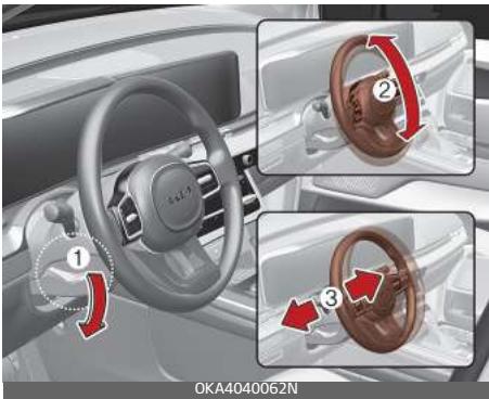 KIA Carnival (2021) - Réglage de l'angle et de la hauteur du volant - 1