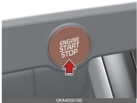 KIA Carnival (2021) - Bouton ENGINE START/STOP (démarrage/arrêt du moteur) allumé - 1