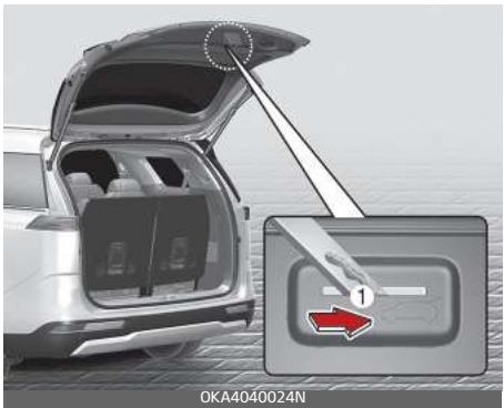 KIA Carnival (2021) - Déverrouillage d'urgence de sécurité du hayon - 1
