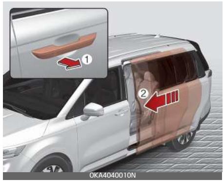 KIA Carnival (2021) - Ouverture de la porte coulissante - 2