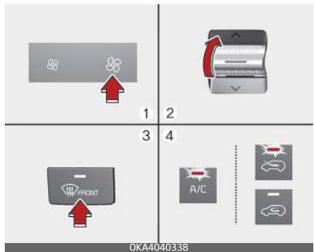 KIA Carnival (2021) - Dégivrage du pare-brise extérieur avec climatisation automatique - 1