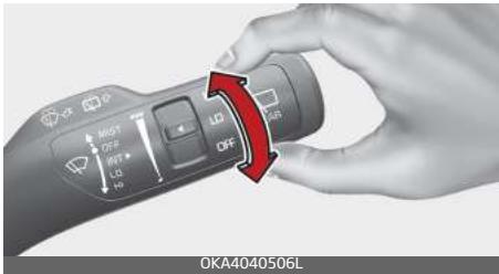 KIA Carnival (2021) - Utilisation du commutateur d'essuie-glace et de lave-glace de lunette arrière - 1