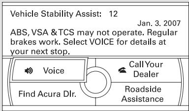 Acura TL (2014) - Options des messages - 1