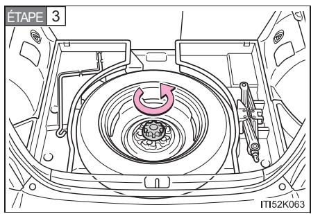 Scion tC 2 (2014) - Pour extraire le pneu de secours - 2