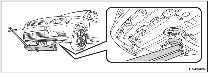 Scion tC 2 (2014) - Positionnement d'un cric rouleur - 1