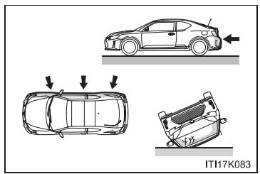 Scion tC 2 (2014) - Types de collision qui n'entraîneront pas le déploiemment des coussins gonflables SRS (coussins gonflables SRS avant) - 1