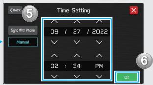 SUBARU WRX (2021) - - Procédure à suivre: Régler l'horloge manuellement - - 3