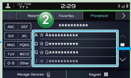 SUBARU WRX (2021) - - Procedure à suivir: Passer des appeals à partir du répertoire téléphonique - - 10