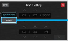 SUBARU WRX (2021) - - Procédure à suivre: Régler l'horloge manuellement - - 2