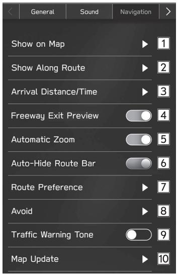 SUBARU WRX (2021) - ÉCRAN DE PARAMÉTRES DE NAVIGATION - 1
