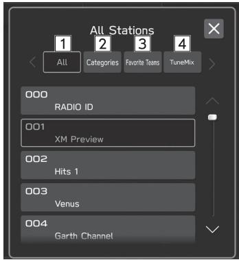 SUBARU WRX (2021) - SELECTION D'UN CANAL DANS LA LISTE - 1