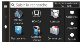 Honda Civic 10 (2017-2019) - Navigation—Saisir une destination - 1