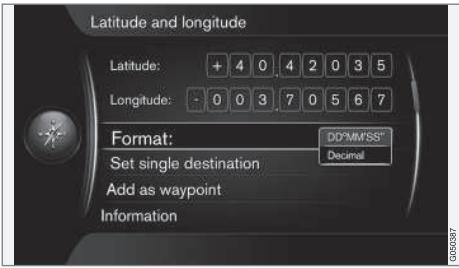 VOLVO Sensus (2017) - Saisir la destination avec sa latitude et sa longitude - 1