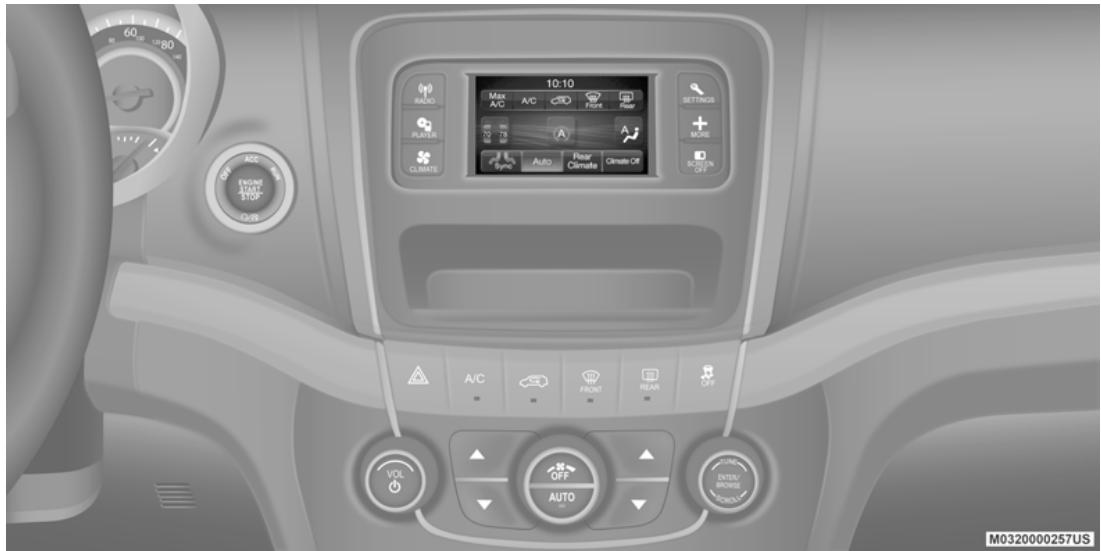 DODGE Journey (2020) - Vue d'ensemble des commandes automatiques du système de chauffage-climatisation - 1