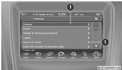 DODGE Journey (2020) - Fonctions programmables par l'utilisateur - réglages des systèmes Uconnect 3 et 3 AVEC NAVIGATION - 1