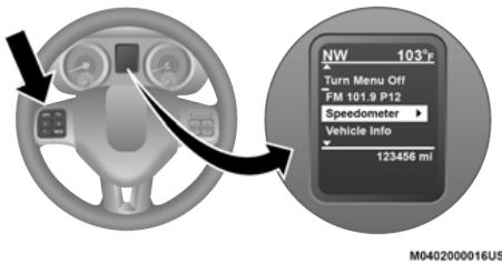 DODGE Journey (2020) - Emplacement et commandes de l'affichage du groupe d'instruments - 1
