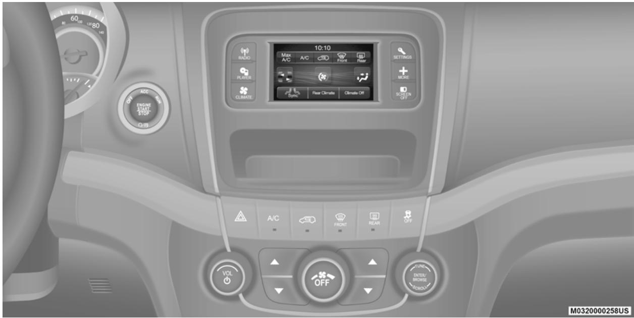 DODGE Journey (2020) - Vue d'ensemble du système de chauffage-climatisation à commande manuelle - 1