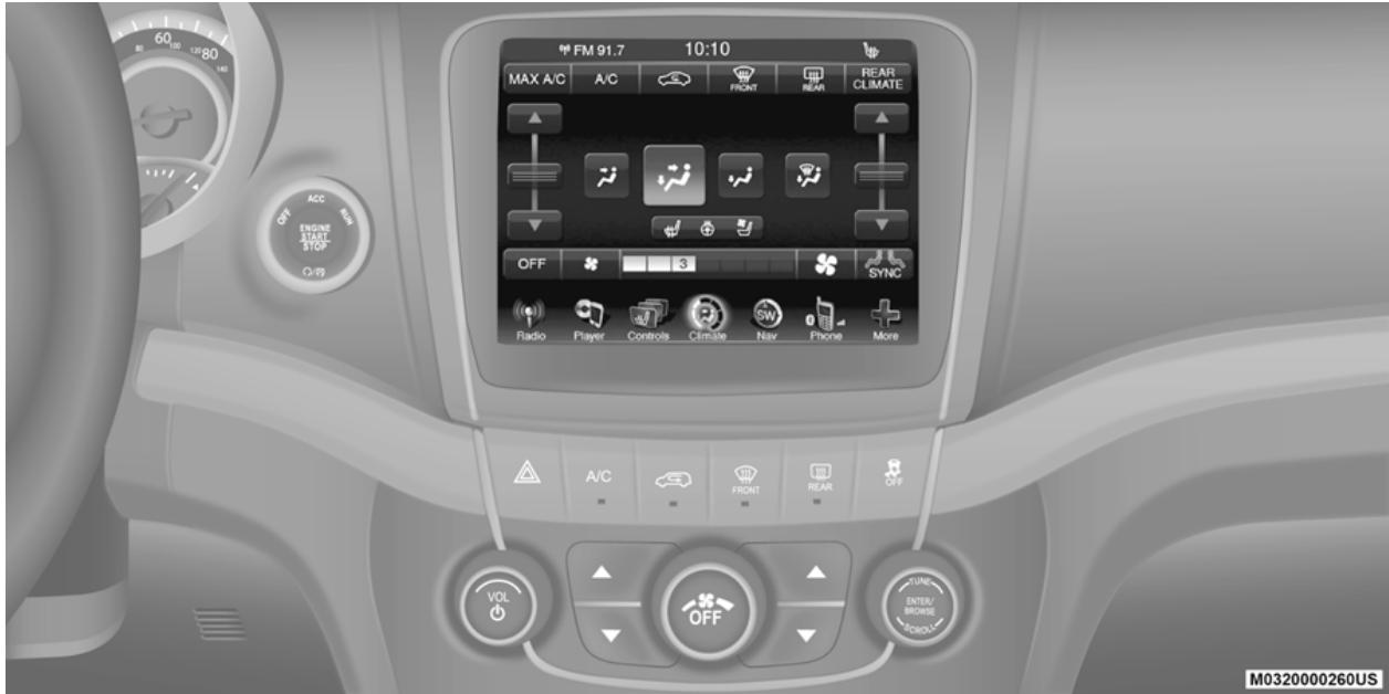 DODGE Journey (2020) - Vue d'ensemble du système de chauffage-climatisation à commande manuelle - 2