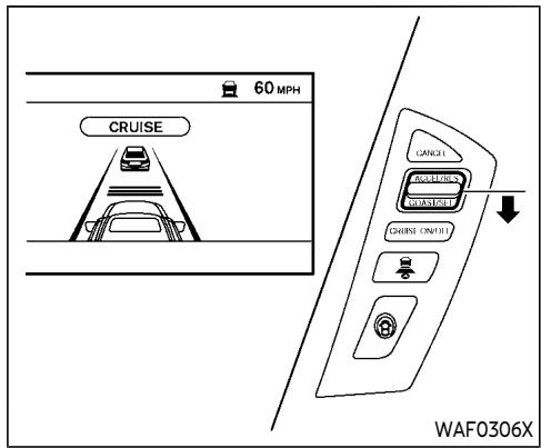 INFINITI QX80 (2021) - Fonctionnement du mode de contrôle de distance de véhicule à véhicule - 1