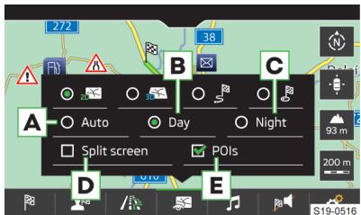 SKODA Kodiaq (2017-2021) - Options de la représentation de carte - 1