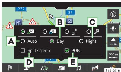 SKODA Kodiaq (2017-2021) - Options de la représentation de carte - 1