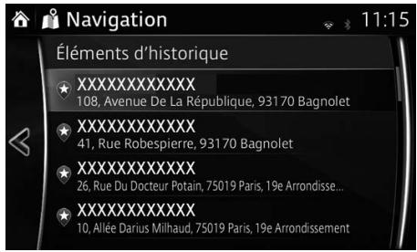 MAZDA 6 GJ - Sélectionner une destination récente à partir de l'historique - 3