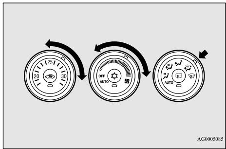MITSUBISHI RVR Phase 4 (2016-2020) - Fonctionnement du système de climatisation (mode manuel) - 1