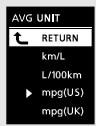 MITSUBISHI RVR Phase 4 (2016-2020) - Modification de l'unité de valeur de l'affichage de consommation en carburant - 4
