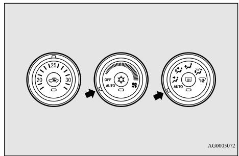 MITSUBISHI RVR Phase 4 (2016-2020) - Fonctionnement du système de climatisation (mode automatique) - 1