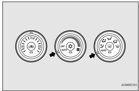 MITSUBISHI RVR Phase 4 (2016-2020) - Fonctionnement du système de climatisation (mode automatique) - 1