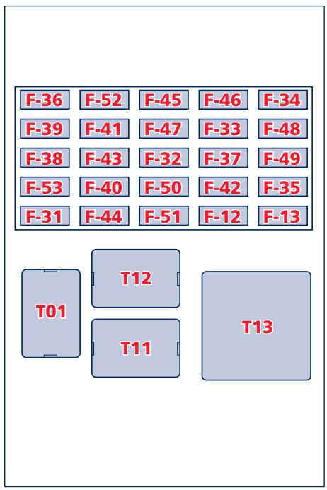 Maserati Granturismo M145 Phase 1 (2007-2017) - Fusibles et relais dans l'habitacle à la gauche du volant - 3