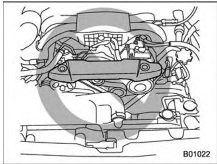 SUBARU Outback (2011) - Lors d'intervention de contrôle ou de réparation dans le compartment moteur (modèles 2,5 L sans turbo) - 1
